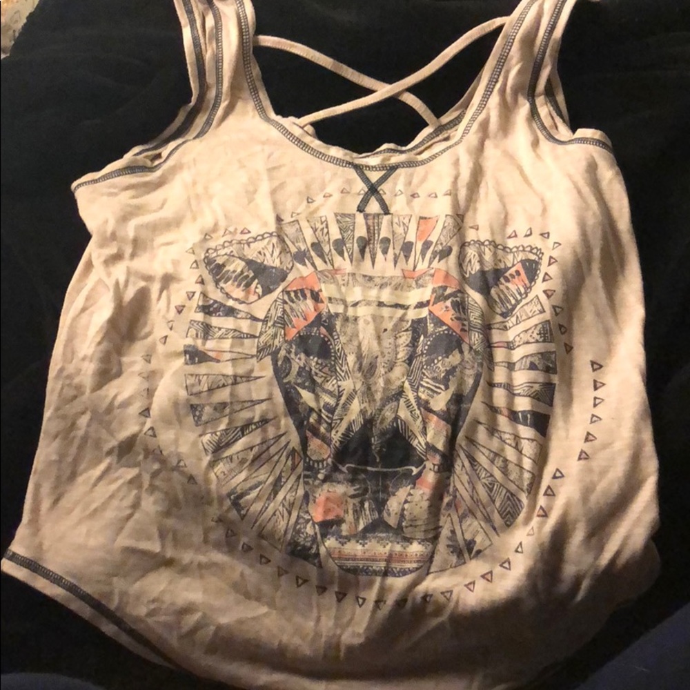 5 for $20 Full tilt lion graphic tank curved hem
